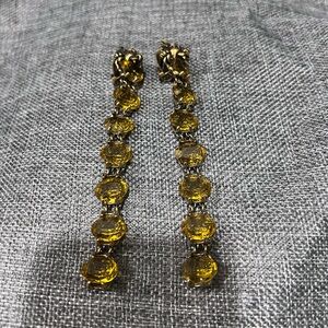 GUCCI LION HEAD YELLOW CRYSTAL DROP CLIP ON EARRINGS